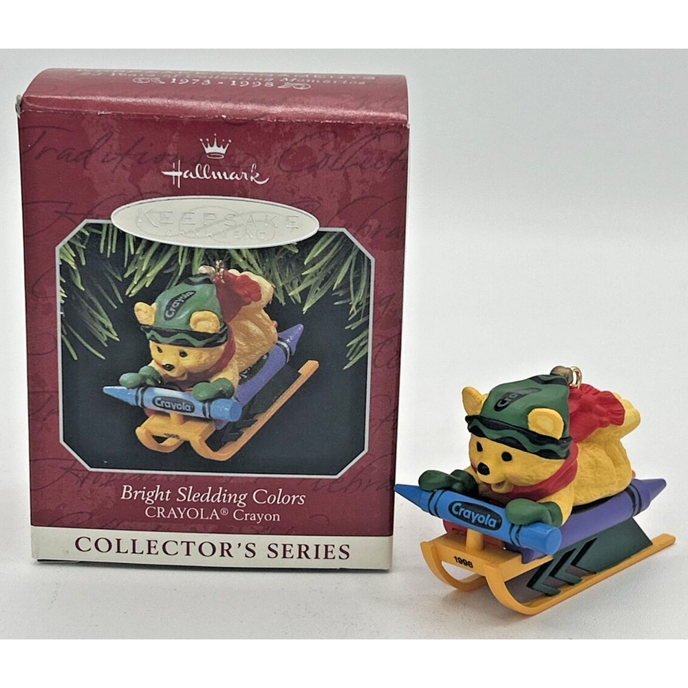 1998 Hallmark Bright Sledding Colors Crayola Crayon Ornament SKU U214